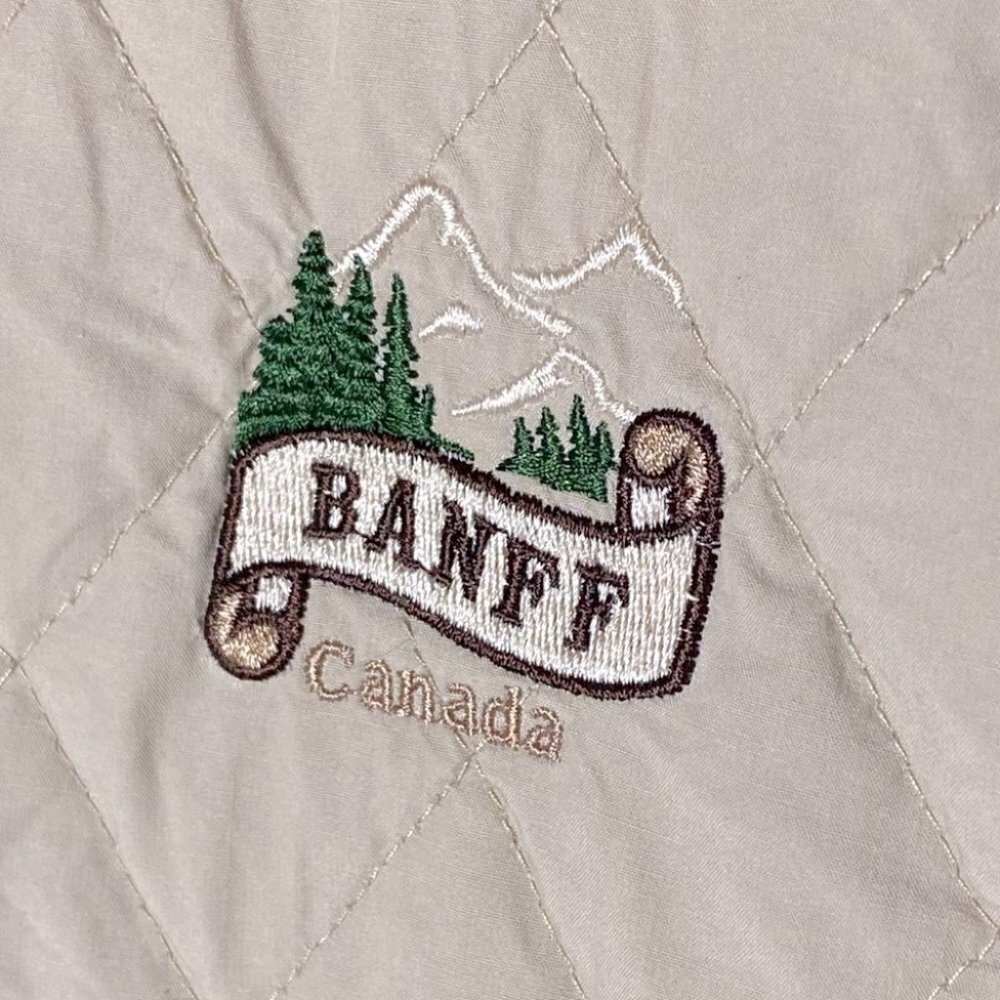 Vintage Banff Beige Quilted Zip Front Vest L Gorpcore Hiking Activewear - Picture 5 of 13